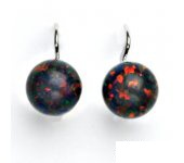 Zlaté náušnice, bílé zlato, syntetický černý opál, náušnice s opálem, NK 1298 