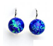 Zlaté náušnice, bílé zlato, syntetický tmavě modrý, náušnice s opálem, NK 1298