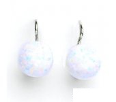 Zlaté náušnice, bílé zlato, syntetický bílý opál, náušnice s opálem, NK 1298