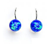 Zlaté náušnice,bílé zlato, tmavě modrý syntetický opál, náušnice s opálem, NK 1356 