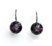 Zlaté náušnice,bílé zlato, černý syntetický opál, náušnice s opálem, NK 1356