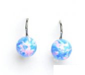 Zlaté náušnice,bílé zlato, světle modrý syntetický opál, náušnice s opálem, NK 1356 