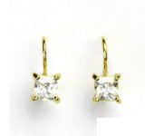 Zlaté náušnice, žluté zlato, čiré zirkony, náušnice s čirými zirkony, NK 1370