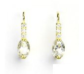 Zlaté náušnice, žluté zlato, náušnice se zirkony, čiré zirkony, VE 9