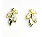Zlaté náušnice, žluté zlato, náušnice se zirkony, čiré zirkony, VE 87