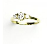 Zlatý prsten, žluté zlato, prstýnek s čirými zirkony, T 1264