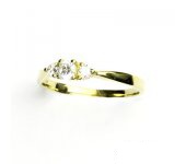 Zlatý prsten, žluté zlato, prstýnek s čirými zirkony, VR 330