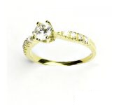 Zlatý prsten, žluté zlato, prstýnek s čirými zirkony, VR 99