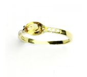 Zlatý prsten, žluté zlato, prstýnek s přírodním citrínem - pálený, VR 237 