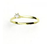 Zlatý prsten, žluté zlato, prstýnek se zirkonem, čirý zirkon, VR 205