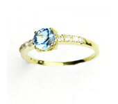 Zlatý prsten, čiré zirkony, prsýnek ze zlata, přírodní topaz swiss, VR 312