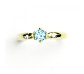 Zlatý prsten s briliantem (diamant) a topazem, žluté zlato, VLZDR048 