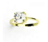 Zlatý prsten, žluté zlato, prstýnek s čirým zirkonem, T 1357