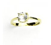 Zlatý prsten, žluté zlato, prstýnek s čirým zirkonem, T 1250