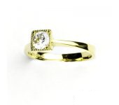 Zlatý prsten, žluté zlato, prstýnek s čirým zirkonem, T 1221