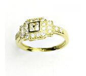 Zlatý prsten, žluté zlato, prstýnek s čirými zirkony, VR 210
