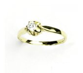 Zlatý prsten, žluté zlato, prstýnek s čirým zirkonem,T 1368