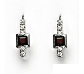 Zlaté náušnice, bílé zlato, přírodní granát, náušnice ze zlata, zirkony, VE 37 