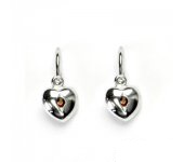 Zlaté dětské náušnice, bílé zlato,srdíčka, granát, náušnice ze zlata, VE 41  