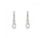 Zlaté dětské náušnice, bílé zlato, zirkon akvamarin a růžový,  VE 179 