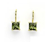Zlaté náušnice, žluté zlato, náušnice s vltavínem, přírodní vltavín, NK 1370