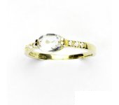 Zlatý prsten, žluté zlato, prstýnek s čirými zirkony, čirý zirkon,  VR 237