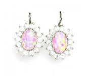Zlaté náušnice, Kate, bílé zlato, růžový synt. opál, čiré zirkony, NK 1507 