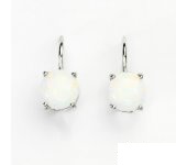 Zlaté náušnice,bílé zlato,syntetický bílý opál, NK 1252