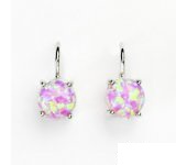 Zlaté náušnice,bílé zlato,syntetický růžový opál, NK 1252 