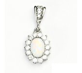 Zlatý přívěsek Kate, bílé zlato, syntetický bílý opál, čiré zirkony, P 1507/2  