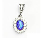 Zlatý přívěsek Kate, bílé zlato, syntetický fialový opál, čiré zirkony, P 1507/2