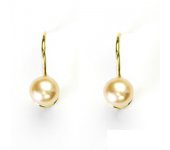 Zlaté náušnice, žluté zlato, náušnice s lososovou přírodní perlou, NK 1183