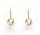Zlaté náušnice, žluté zlato, růžová přírodní říční perla, NK 1183 