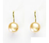 Zlaté náušnice, lososová přírodní říční perla, žluté zlato, NK 1183   
