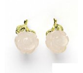 Zlaté náušnice, přírodní růženín, růže, žluté zlato, NK 1359  