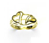 Zlatý prsten se srdíčky, žluté zlato 14 ct, srdíčka, T 958
