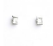 Zlaté náušnice, bílé zlato, náušnice se zirkony, čiré zirkony, VE 98 