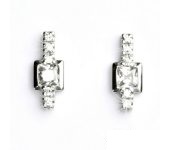 Zlaté náušnice, bílé zlato, náušnice se zirkony, čiré zirkony, VE 69