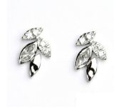 Zlaté náušnice, bílé zlato, náušnice se zirkony, čiré zirkony, VE 87 