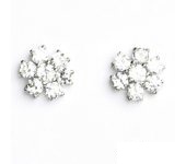 Zlaté náušnice, bílé zlato, náušnice s čirými zikony, kytičky, VE 52 