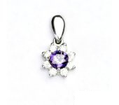 Zlatý přívěsek, bílé zlato, kytka, přívěsek s zirkon ametyst, kytička, VP 135