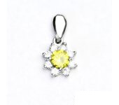 Zlatý přívěsek, bílé zlato, kytka, přívěsek se žlutým zirkonem, VP 135 