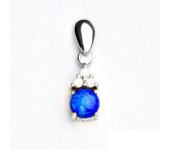 Zlatý přívěsek,bílé zlato,přívěsek,čiré zirkony a tmavě modrý opál, VP 126