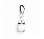 Zlatý přívěsek, bílé zlato, přívěsek, čiré zirkony a bílý synt. opál, VP 126  