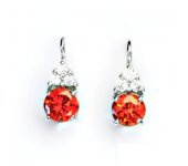 Zlaté náušnice, bílé zlato, náušnice s čirými a oranžovými zirkony, VE 168 