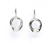 Zlaté náušnice, bílé zlato, náušnice se zirkonem, čirý zirkon, VE 43