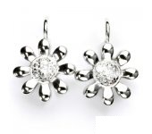 Zlaté náušnice, bílé zlato, náušnice se zirkonem, čirý zirkon, VE 143