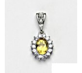 Zlatý přívěsek Kate, bílé zlato, přírodní citrín pálený, čiré zirkony,  P 1507/2