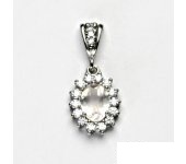 Zlatý přívěsek Kate, bílé zlato, přírodní růženín, čiré zirkony,  P 1507/2 