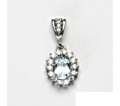 Zlatý přívěsek Kate, bílé zlato, přírodní topaz sky, čiré zirkony,  P 1507/2